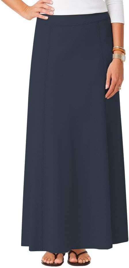 Baby'O Women's Stretch Cotton Knit Panel Maxi A-Line Skirt