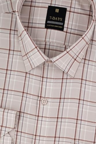 Image of 7-DAYS Men's Premium Checks Formal Shirt - Cotton Rich, Regular Fit, Full Sleeve, with Pocket, Wrinkle Resistant - Stylish Office & Everyday Wear.