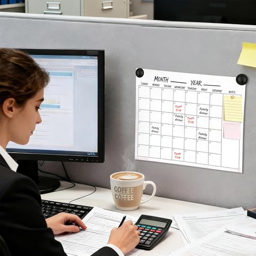 Calendario de pared con juego de 12 hojas de cinta doble cara e imán 4