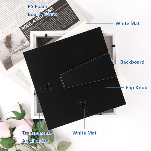 Lot de 3 Cadres Vitrine 20x20 cm – Cadre Objet 3D avec 3 cm de Profondeur à Remplir – Boîte à Souvenirs Blanche pour Fleurs Séchées, Photos & Déco Murale – Support à Poser ou Accrocher – Image 5