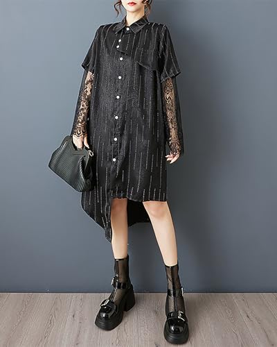 Robe rayée col à revers ellazhu pour un style décontracté chic en terrasse