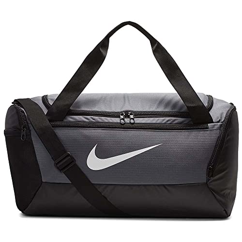NIKE Brasilia Bolsa esportiva pequena - 9.0, cinza/preto/branco