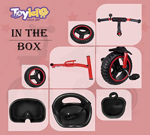 Image of Tricycle for Kids | 3-Wheel Baby Bike | Safety Harness, Storage Basket | Toddler Trike for Boys & Girls, First Bike for Kids (Red)