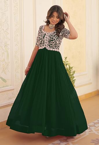 Image of Fashion Basket Georgette Embroidered Anarkali Gown for Women