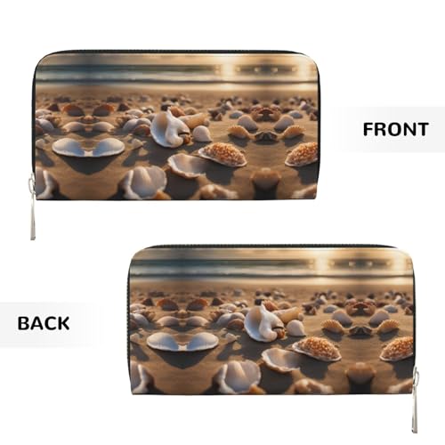 Seashell Landscape On The Beach Print Womens Wallet, Ladies Credit Card Holder, Phone Wallet Purses, Long Clutch Hand Bag3