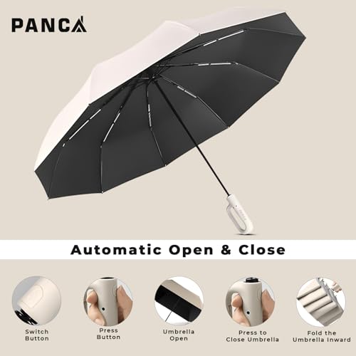 Image of PANCA Umbrella for Rain Big Size - Windproof UV Protection Compact Folding Umbrella for Men, Women, Girls & Kids | Automatic Open & Close, 8 Ribs Strong Stylish Chatri for Daily Monsoon Travel