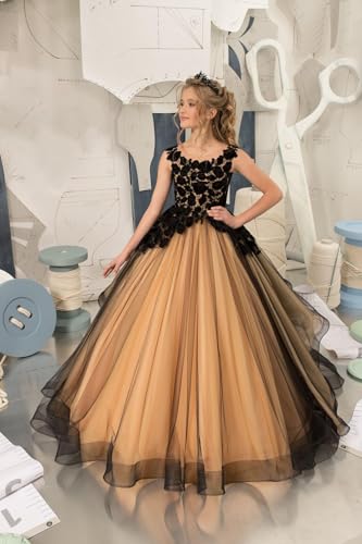 A Line Long Flower Girl Dress Puffy Tulle - First Communion Lace Applique Pageant Ball Gown Prom Dresses2