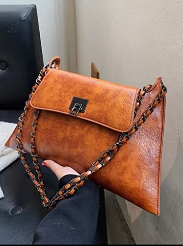 Shoulder carry bag Hand Bag/Elegant Flap novelty Bag PU leather plain shoulder Bag(Brown)2