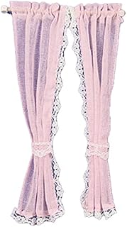 Melody Jane Dollhouse PInk Sheer Curtains on Rail Miniature 1:12 Scale Window Accessory - Buy now