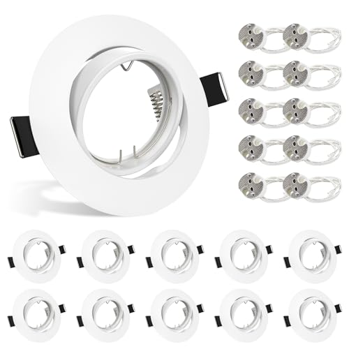 LTBLIGHT ���ߍ��ݎ��X�|�b�g���C�g���t���t���[�� GU5.3�x�[�X�\�P�b�g�t�� MR16 GU5.3�d���Ή� �O�a90mm �J�b�g�A�E�g�T�C�Y 68-85mm 360°���߉\�ȃz���_�[ �n�E�X�p �}�b�g�z���C�g 10�p�b�N