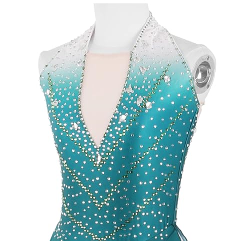 Vestido de patinação artística sem mangas para meninas e mulheres profissionais com gola redonda e g