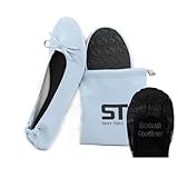 Silky Toes Foldable Flats for Women – Portable Ballet Shoes for Weddings, Parties, Events, Travel – Compact Purse Slippers (Large, Light Blue)