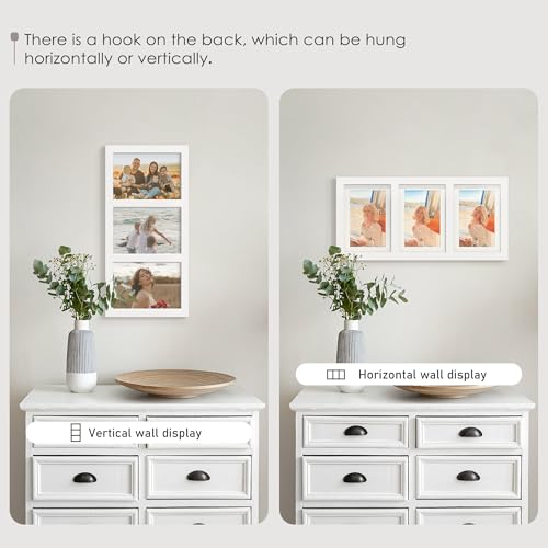 Image of DUENPY 5x7 Picture Frame Collage Holds 3 Photos Made of High Definition Glass, Mat for Display 4x6 Picture Frame Collage Photo for Wall Decor White