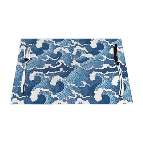 Sets de table Stormy Sea rectangulaires lavables pour restaurants - 2