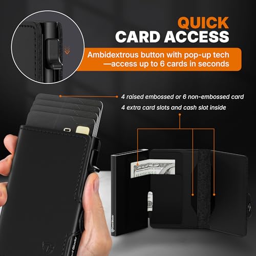 Conceal Plus Mens Wallet Card Holder, Smart Pop Up RFID Blocking Wallet, Slim Minimalist Leather Front Pocket Card Case, 6-10 Card Capacity Plus Cash Slot & ID3