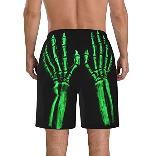 Skeleton Hand Glow in The Dark Men's Swim Trunks Quick Dry Beach Shorts with Pockets 3X-Large3