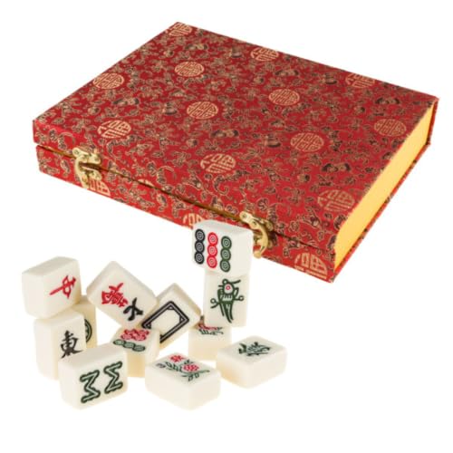 HEY! PLAY! Chinese Mahjong Set with Ornate Storage Case - Traditional Mahjong Tile Game with 146 Engraved Tiles and Two Dice for Adults and Kids by HEY! PLAY! - Used condition - US$40.57