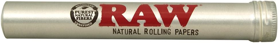 RAW Rawthentic Cigar Style Aluminum Tube - Durable Silver Smoking Storage Case for Rolls