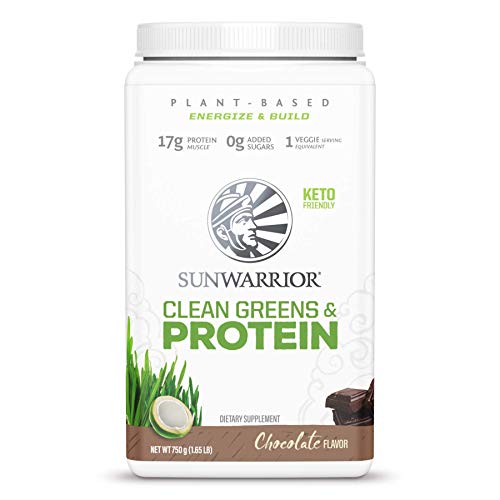 Sunwarrior Clean Greens & Protein - Organic Greens Powder Superfood, No Added Sugar, Non-GMO, Soy Free, Gluten Free, Dairy Free, Keto Friendly, Green Superfood Powder (750 Gram)