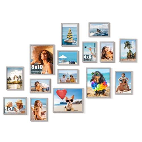 DUENPY 15 Pack Mixed Size Gallery Collage Frame Grey by DUENPY - Used condition - US$16.54