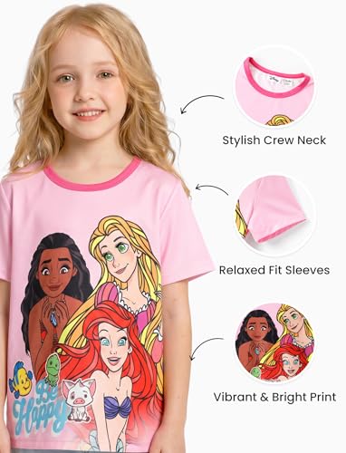Image of Disney Princess Frozen Marvel Stitch Minnie Mickey Star Wars Girls /Boys Athletic Shirts UV Quick Dry Graphic T-Shirt 2-9 Year