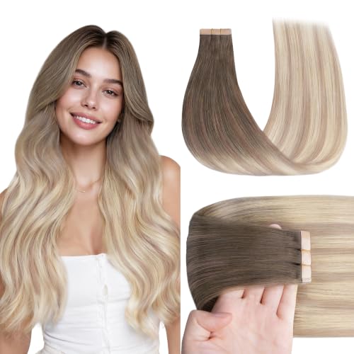 GOO GOO Tape in Hair Extensions Human Hair 22" 50g 20pcs #9/18J/60