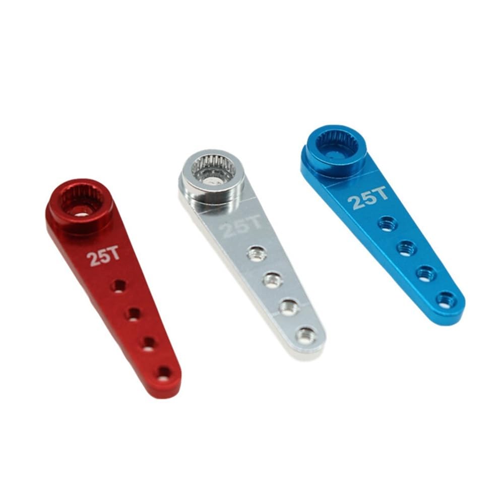 Extended 25T Metal Servo Arm for RC Models, 37mm Length, Red/Blue/Silver(Blue)