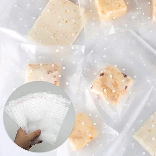 100 PCS Cellophane Bags for Sweet - 10 x 15 cm Self Adhesive Small Plastic Packaging Bags for Wax Melt Soap Jewellery, Clear Frosted Plastic Package for Food Cookie Chocolates Biscuit Candy (10x15cm)