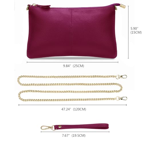 Image of YALUXE Genuine Leather Wristlet Handbags Purses Cell Phone Pocket Clutch Wallet Crossbody Bags for Women