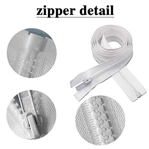 Sawoake 2Pcs #5 32 Inch Separating Jacket Zippers For Sewing Coats Jacket Zipper White Molded Plastic Zippers Bulk Tailor Diy Sewing Tools For Garment/Bags/Home Textile #TOP3