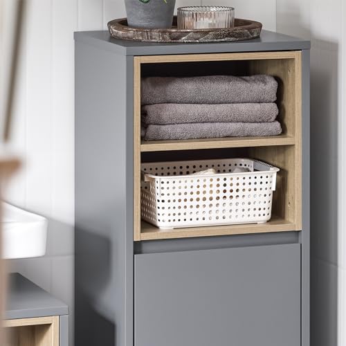 Wäsche-Aufbewahrungsschrank mit Korb, platzsparender Badezimmer-Organizer, B 35 x T 30 x H 105 cm, ideal für Waschküchenmöbel