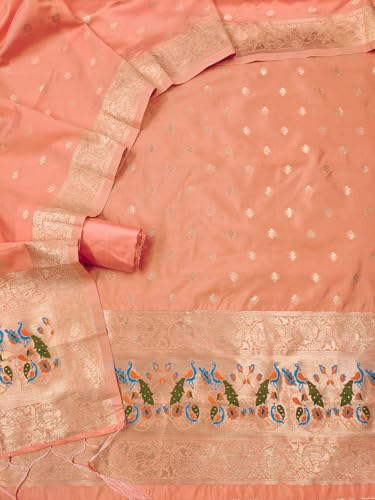 Image of DEVANGI Women's Pathni Banarasi Silk Unstitched Salwar Suit Dress Material With Dupatta