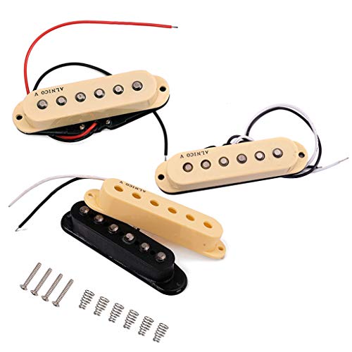 Qyyq Single Coil Pickup Alnico 5 Strat Pickups Neck Guitar Neck/Middle/Bridge Pickup For Strat Style Electric Guitar,Cream (Cream) #TOP4