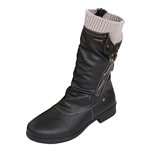 Bottes d'hiver femme grande laine avec imprimé et coupe bouche plate