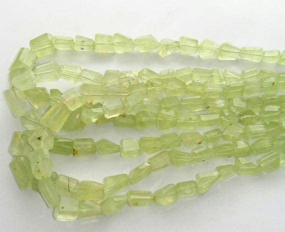 Prehnite faceted nuggets LKBEADS perles minérales naturelles de 5x7 à 10x11mm fil 10 pouces E1764