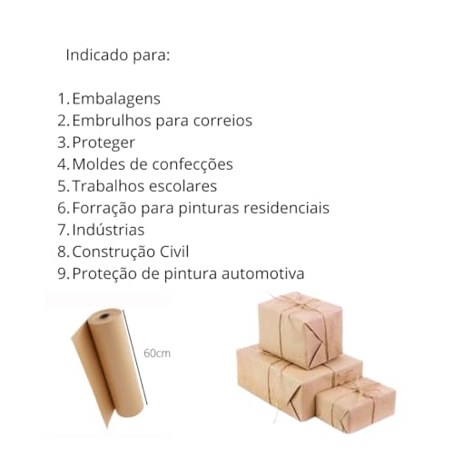 Bobina Rolo Papel Semi Kraft 5kg 60cm por 100 metros