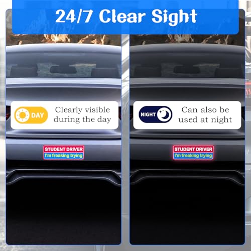 Image of 8Pcs Student Driver Magnetic Sticker, Removable Lovely Student Driver Sticker Magnet Supplies for Car, Keep Your Distance Safety Sign Suitable for Novice Drivers