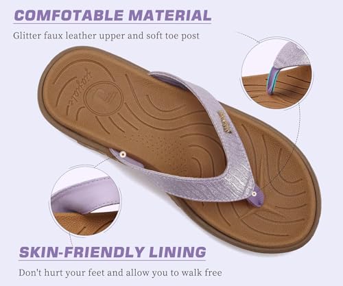 Image of jiajiale Womens Fashion Orthotic Flip Flops Ladies Slip On Lightweight Comfortable Thick Cushion Yoga Mat Thong Sandals With Plantar Fasciitis Arch Support