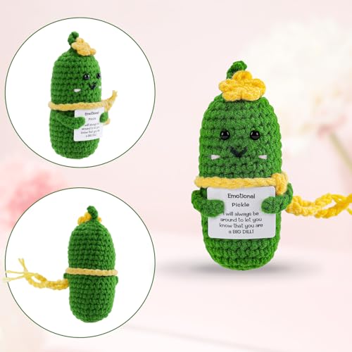 Image of Hoedia Crochet Pickle Dolls Friend Birthday Valentines Gifts for Her Women Wife Girlfriend Sister from Husband Men, Cute Funny Gifts for Coworkers Student Teacher Roommates (Pickle with Scarf)