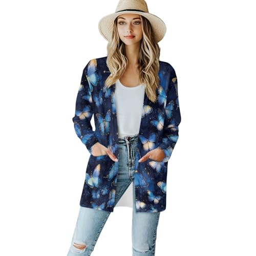 Image of Women's Open Front Cardigan Long Sleeve Loose Sweater Lightweight Soft Cardigan Jackets