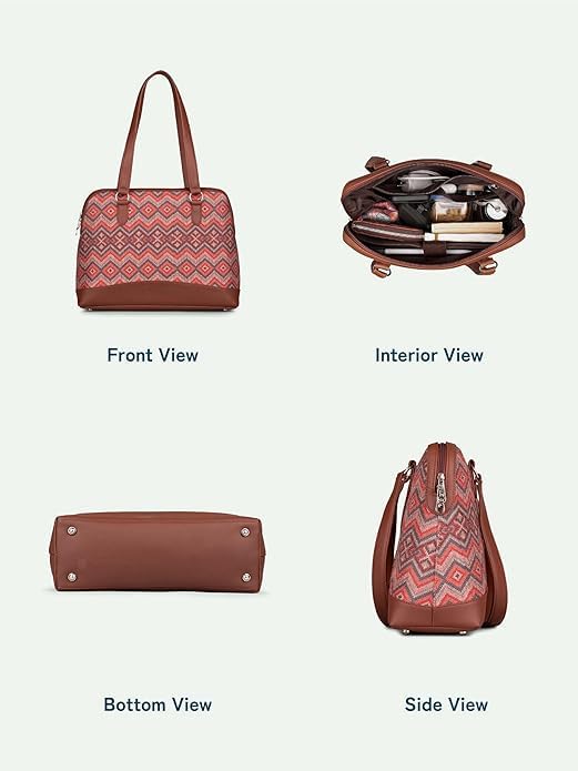 Women’s Jute & Vegan Leather Tote Bag – Handcrafted Work Shoulder Bag with Double Handles, Spacious Carryall for Office, Daily Use & Travel