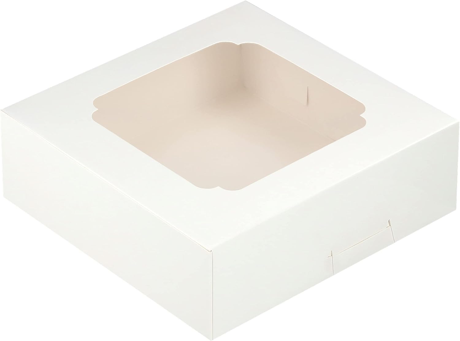 BIG BOX - 20 Piece 4, White Elegant and Functional Dessert Box, 15 cm x 5 cm, Windowed, Flip Top, Sturdy, Durable, Food Grade Paper, Cake, Cookies, Take-Out