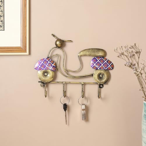 Image of Habere India-All the Cultures Fabricating India Keychain Stand | Keys Organizer | Key Hanger for Wall | Keychain Holder | Modern Key Holder for Wall (Purple)