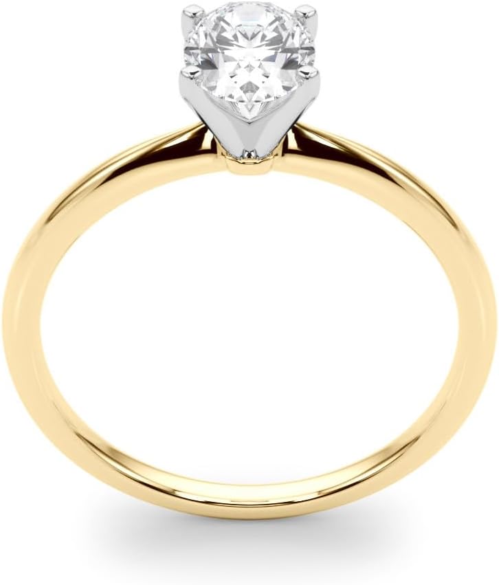 14K White and Yellow Gold Lab Grown Solitaire IGI CERTIFIED Diamond Engagement Ring - Jewelry Gift for Womens or Birthday, Wedding (1-5 Carat TW D-E Color VVS-VS Clarity)