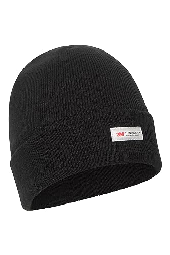 Image of Mountain Warehouse Thinsulate Knitted Beanie - One Size Fits Most, Knitted Effect - Travelling, Holiday & Outdoors Black M-L