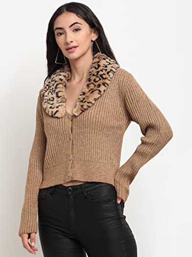 Image of Global Republic Knit Regular Fit Collar Neck Full Sleeves Cardigan for Women