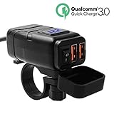 BlueFire バイク オートバイ 充電器 USB電源 急速充電器 QC3.0 2ポート 電圧計 独立電源ON/OFFスイッチ付き USBチャージャー QC3.0 電源アダプター DC 12V GPS タブレット スマホ Android/IOS対応(ブルー) BlueFire バイク オートバイ 充電器 USB電源 急速充電器 QC3.0 2ポート 電圧計 独立電源ON/OFFスイッチ付き USBチャージャー QC3.0 電源アダプター DC 12V GPS タブレット スマホ Android/IOS対応(ブルー)