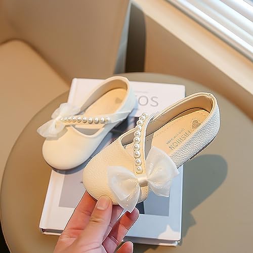 Eliogn Girls Dress Shoes Mary Jane Wedding Flower Girl Flats Pearl Glitter Rhinestone Princess Shoes for Kids Toddler Sparkle Butterfly Ballet Flats Fashion Party Roman Shoes2