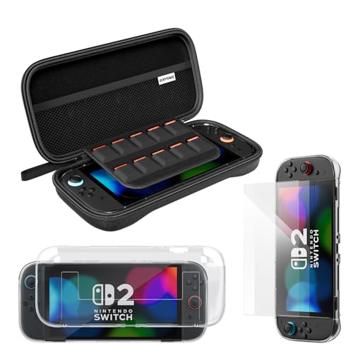 ECHTPower Pochette Étui de Protection pour Switch 2 Kit D'accessoires, Etui pour Switch 2 Accessoires Set Sac de Comprenant Coque, Protecteur D'écran, Housse...