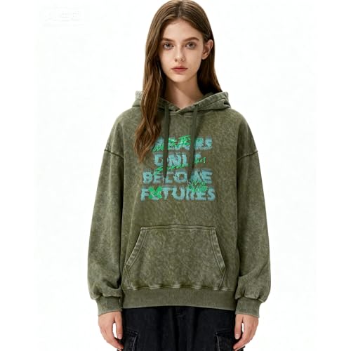 MIANZHI Womens Oversized Acid Wash Hoodie Unisex Heavyweight Cotton Hoodies Vintage Washed Sweatshirt Women Men